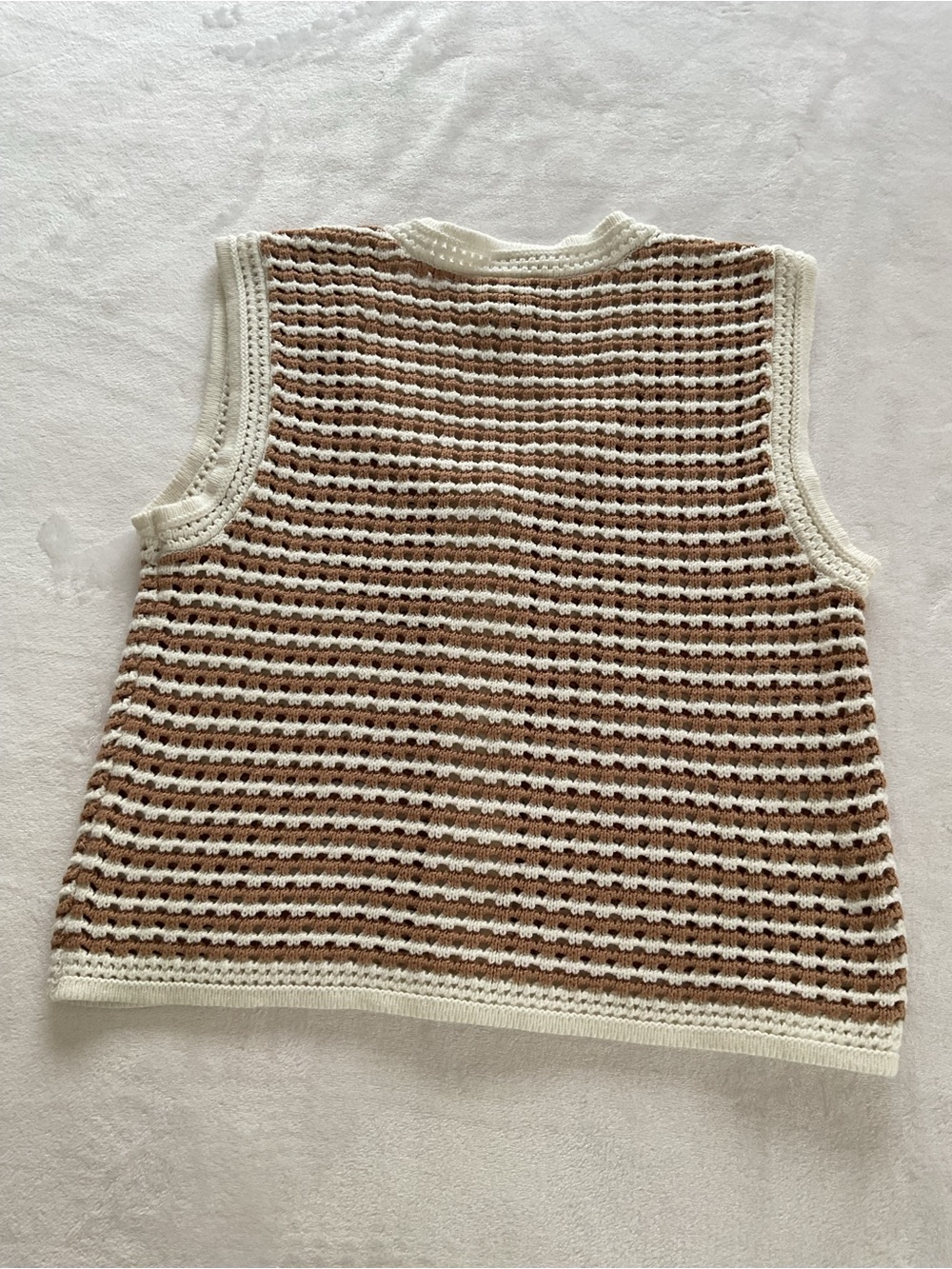 Joie Knit Sweater Vest Women Medium Beige Striped Button Front Boho - Picture 5 of 8